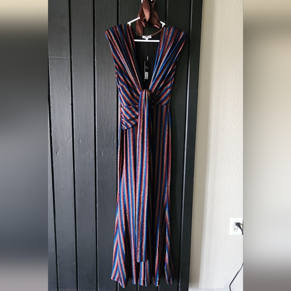 Fashion Nova Vibrant Striped Maxi Dress